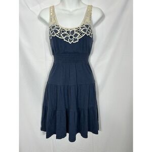 So Vintage Y2K Sundress Size S Crochet Empire Waist Tiered Beachy Coastal Preppy